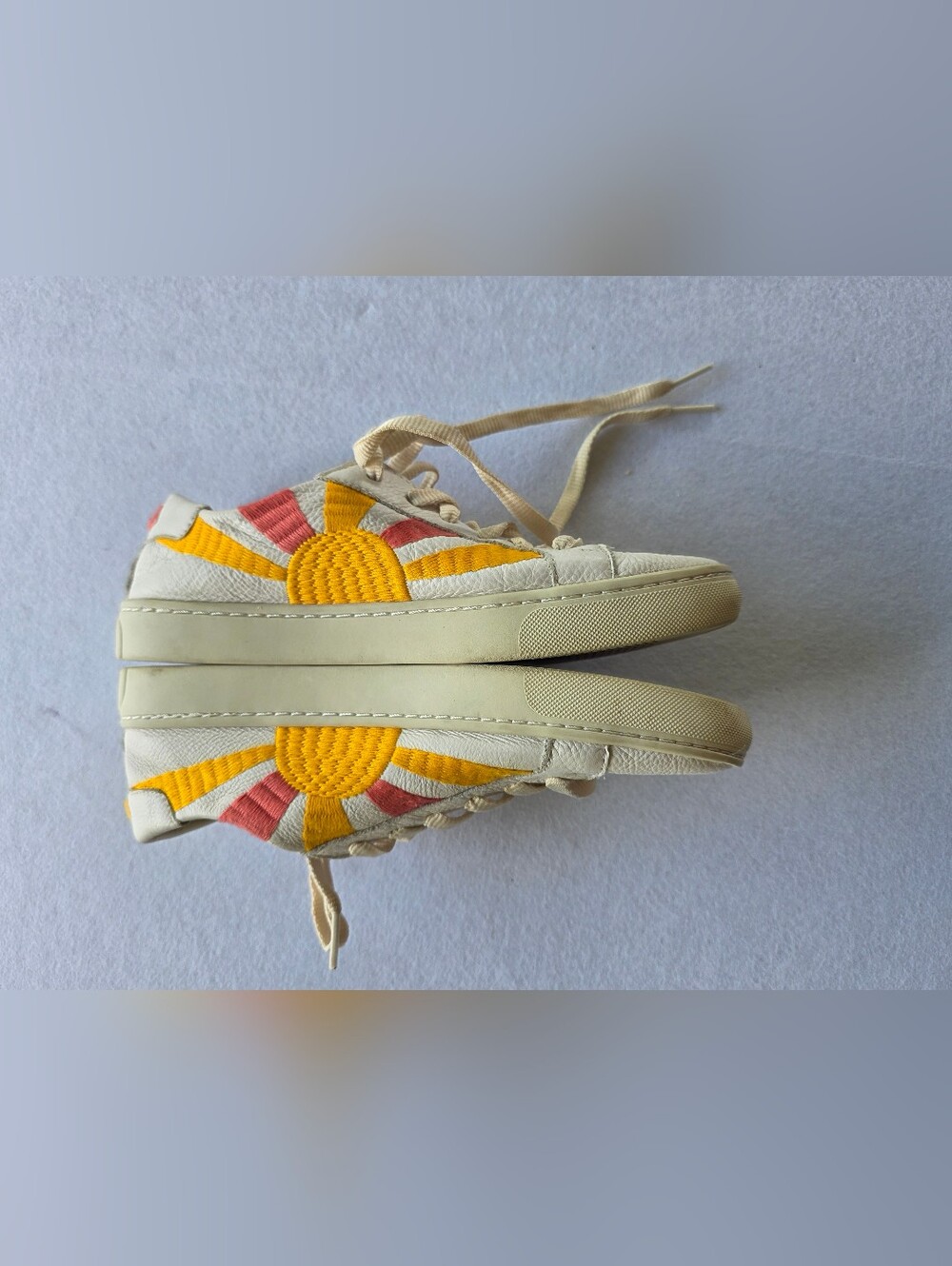 Soludos Sneakers with Yellow & Coral Sunburst & Rainbow Embroidery